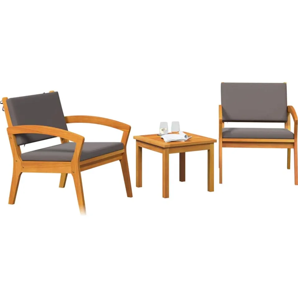 vidaXL Bistroset 3 st Bruin Polyester