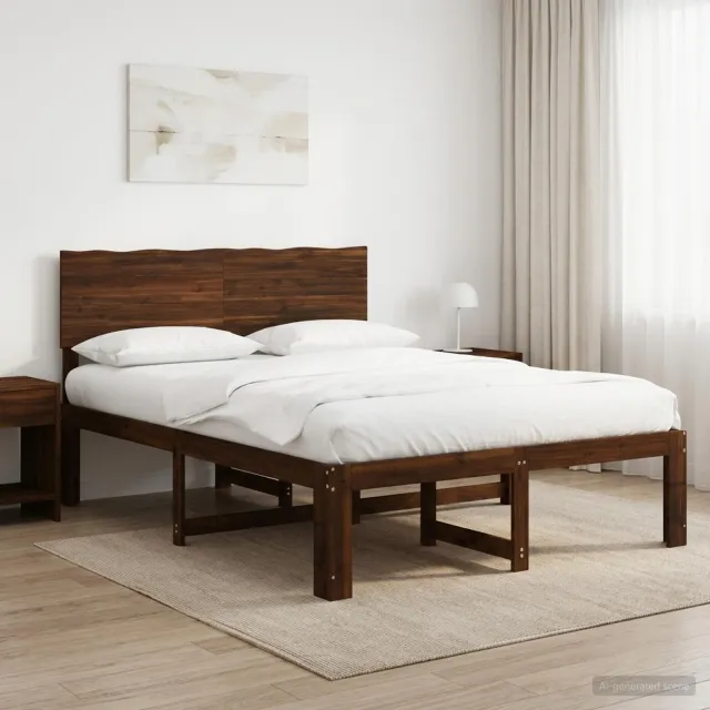 vidaXL Tweepersoonsbed met hoofdeinde ROSTOCK Donkerbruin 135 x 190 cm