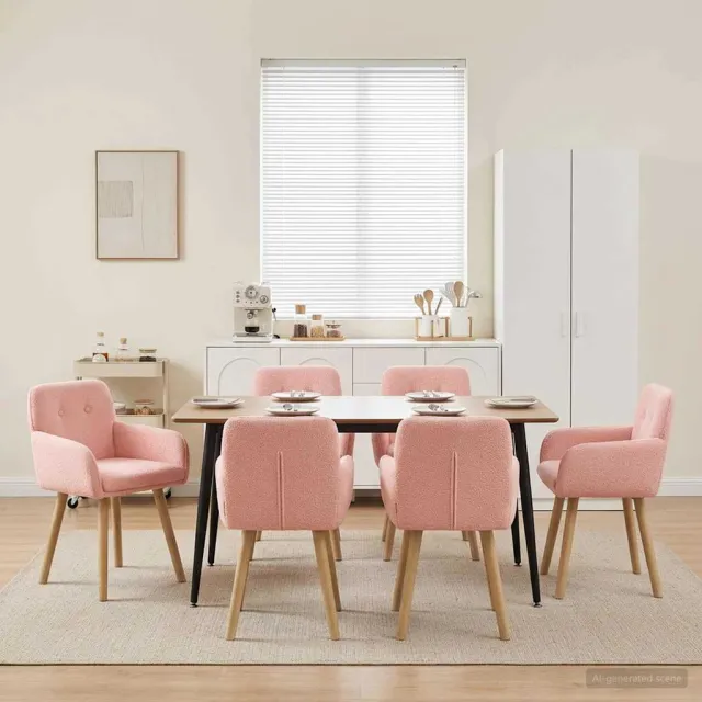 vidaXL Eettafelstoelen 6 st Bouclé Roze 59 x 56,5 x 85 cm