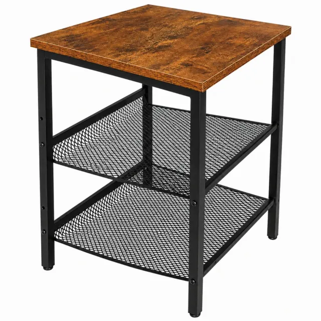 BEGRYF Nachtkastje - Rustiek bruin/zwart - MDF/metaal - 40 x 40 x 55 cm - 2 legplanken Donkerbruin en zwart