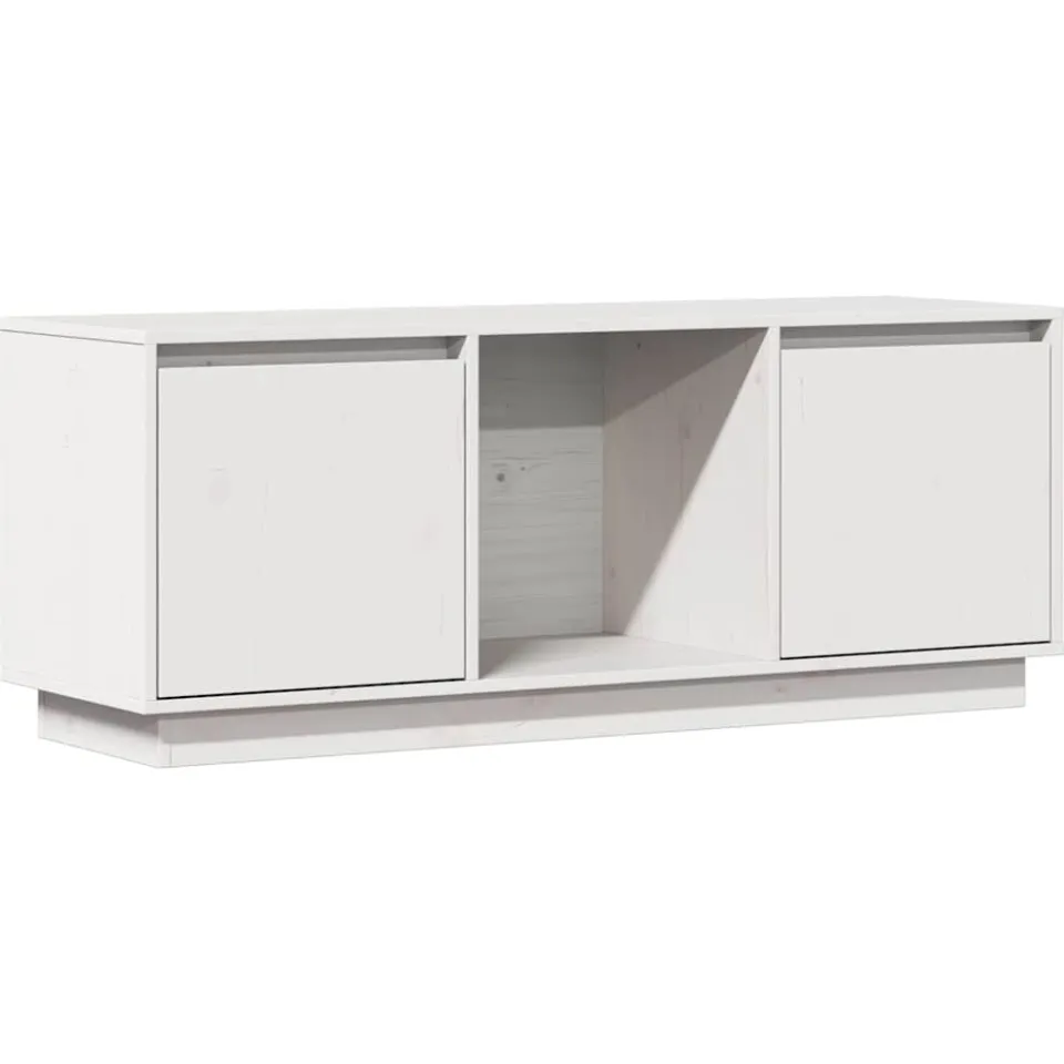 vidaXL Tv-meubel 110,5x35x44 cm massief grenenhout wit