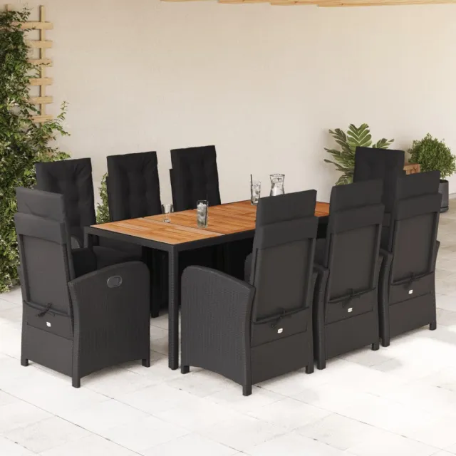 vidaXL 9-delige Tuinset poly rattan zwart, foto 2
