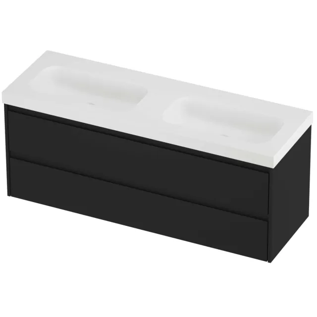 Proline Haga Badmeubelset Polystone Mezza 140x46x58 cm Mat White Mat Zwart