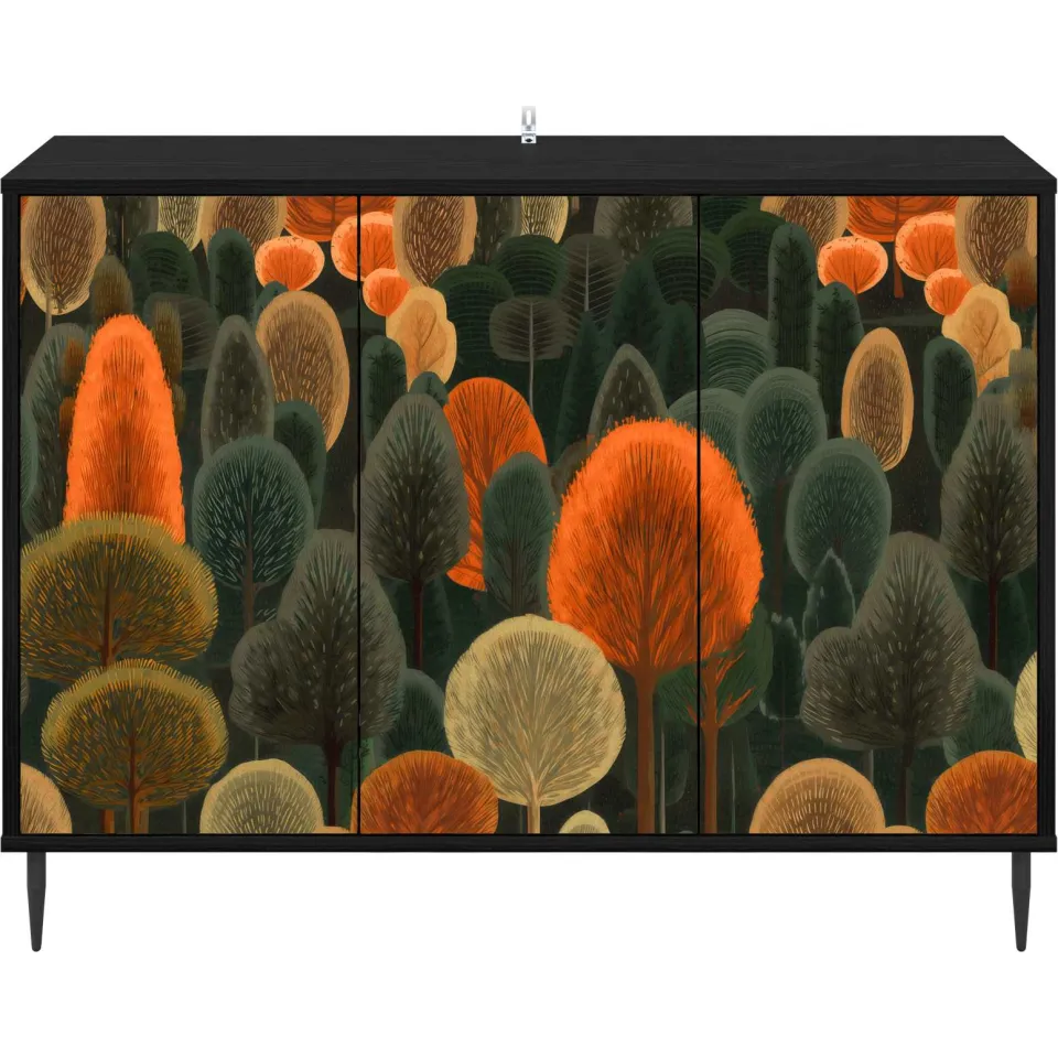 vidaXL Dressoir ZAANDAM Zwart eiken 102 x 33 x 76 cm Bewerkt hout, foto 4