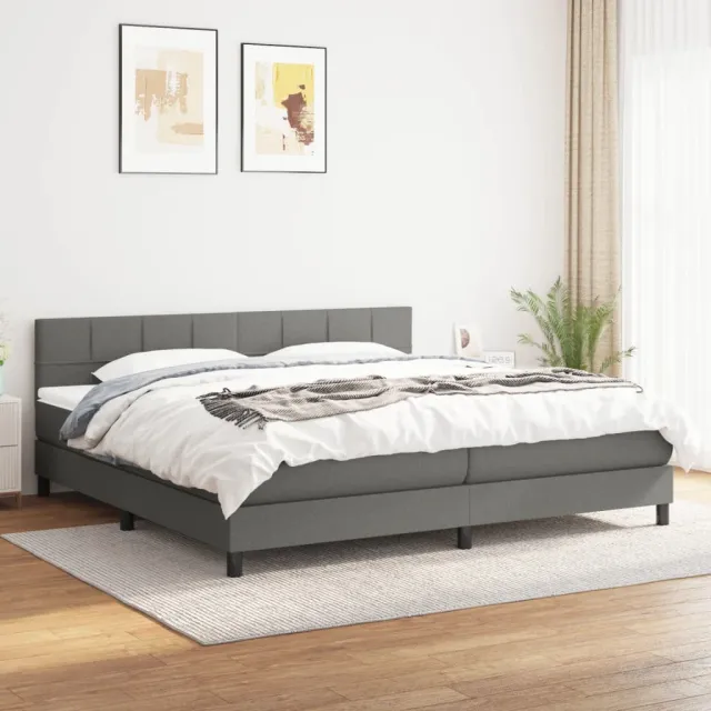 vidaXL Boxspring met matras stof donkergrijs 160x200 cm grijs