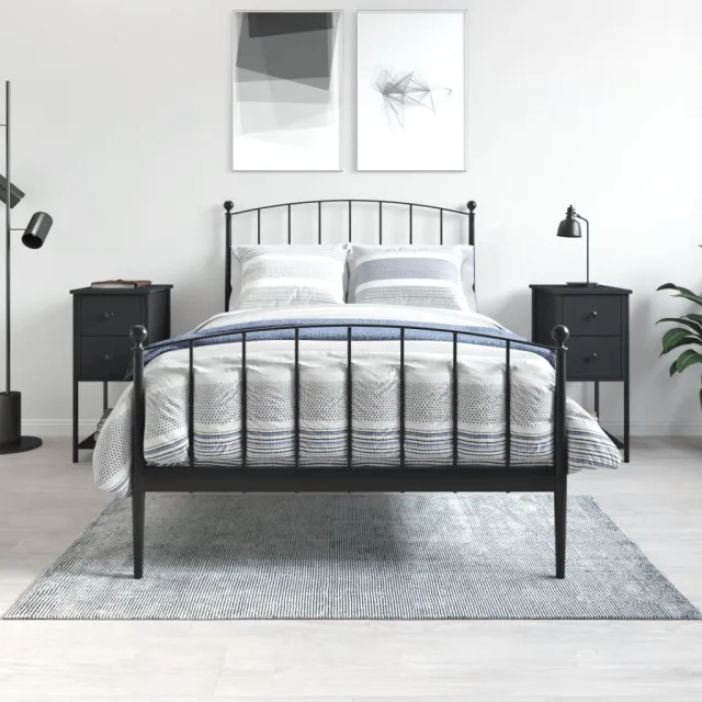 vidaXL Nachtkastjes 2 st 32x42x70 cm bewerkt hout zwart, foto 2