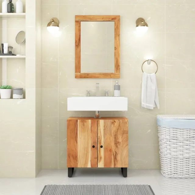 vidaXL Wastafelkast 62x33x58 cm massief acaciahout en bewerkt hout bruin, foto 2