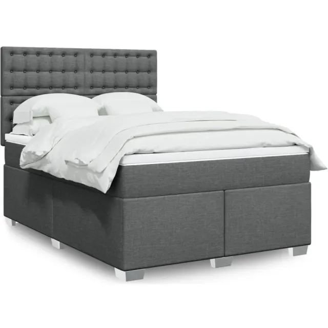 vidaXL Boxspring met matras stof donkergrijs 140x190 cm grijs