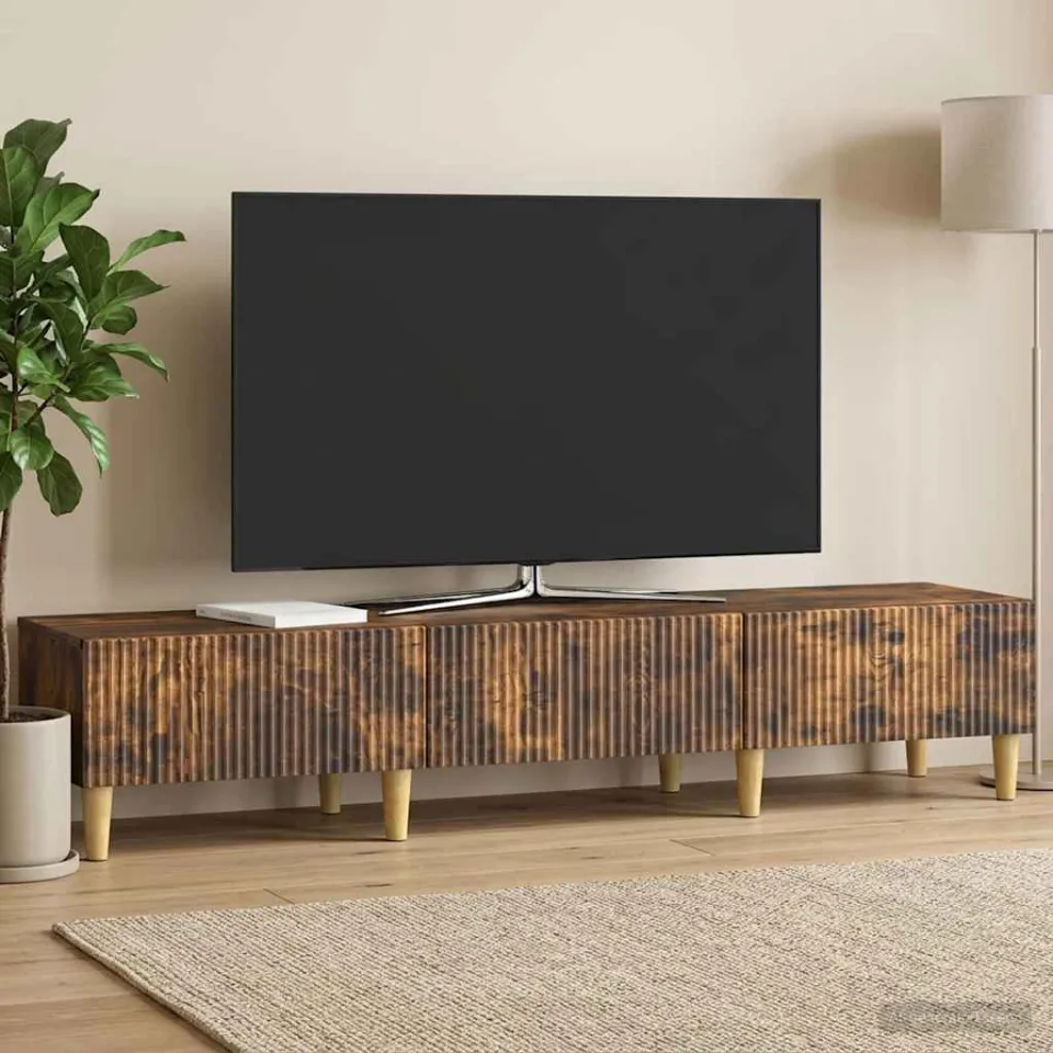 vidaXL TV-kast met lade Gerookt eiken 147 x 34,5 x 30 cm Bewerkt hout, foto 4