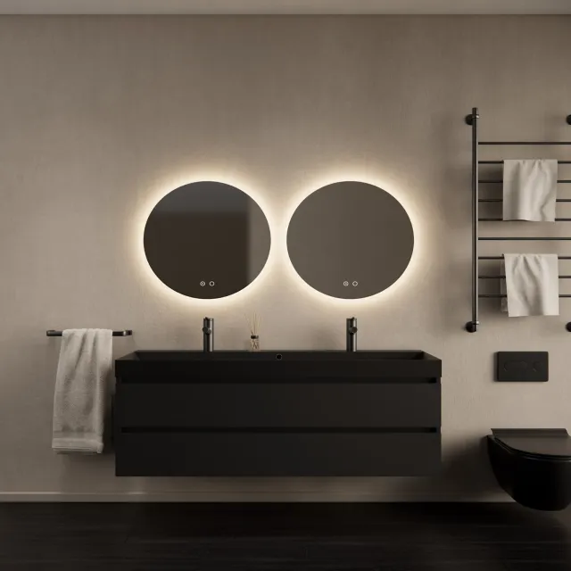 Gliss Design Badkamermeubelset Gliss Design Milan Met Lako Mat Zwarte Wastafel 140 cm Mat Zwart