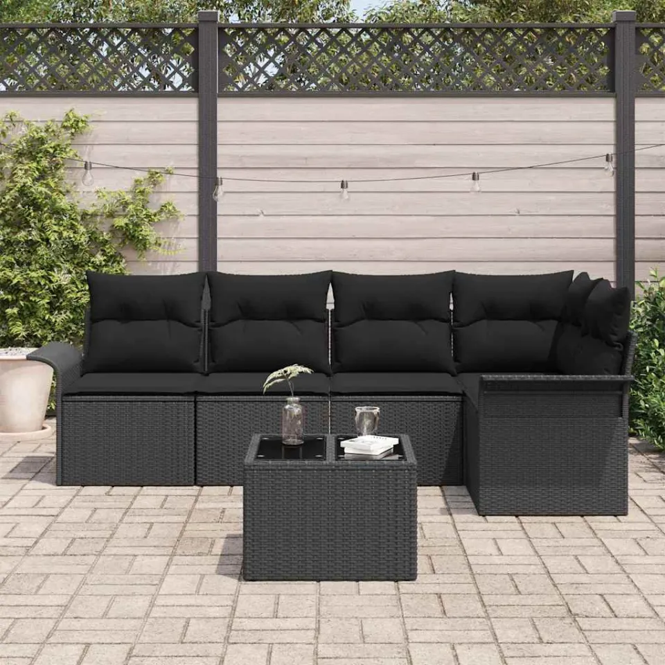 vidaXL Tuin Sofa Set 6 st Zwart poly rattan, foto 3