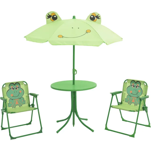 vidaXL 3-delige Bistroset voor kinderen met parasol groen