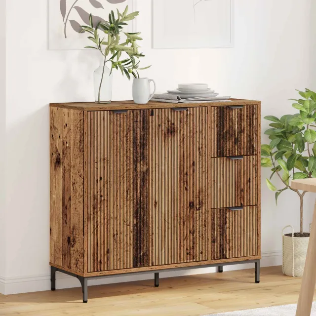 vidaXL Dressoir Oudhout 89,5 x 33 x 82 cm Bewerkt hout bruin, foto 2