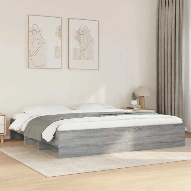 vidaXL Bedframe bewerkt hout grijs sonoma eikenkleurig 200x200 cm