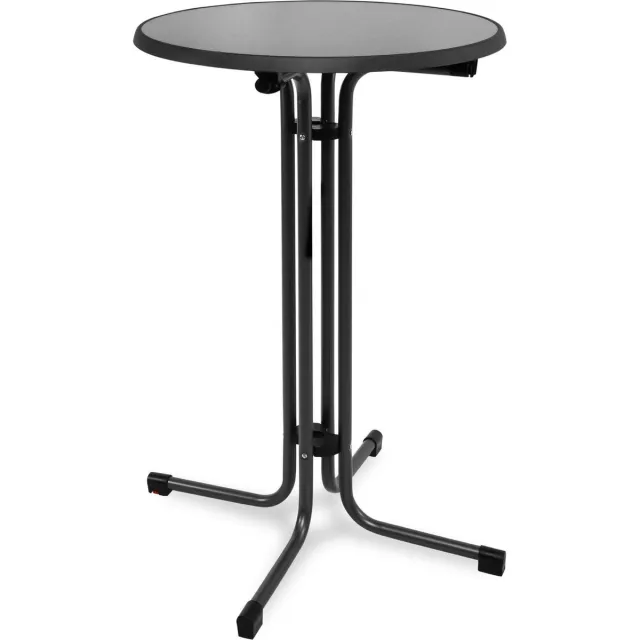 Beautissu Sylt - Statafel 70 cm zwart rond inklapbaar tafel - outdoor geschikt weerbestendige vouwtafel - eettafel hittebestendigheid grijs