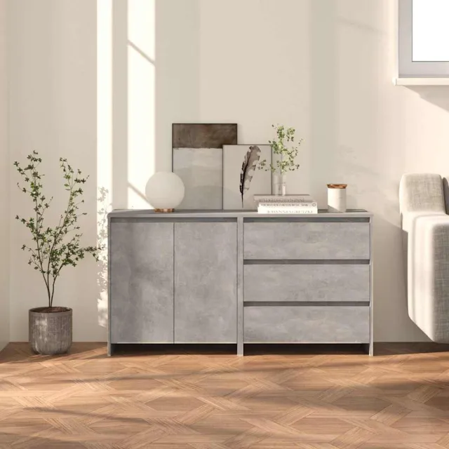 vidaXL 2 st Dressoirs bewerkt hout betongrijs grijs, foto 2