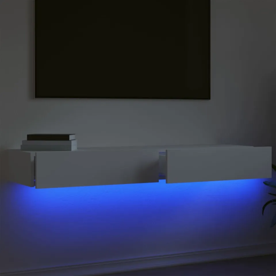 vidaXL Tv-meubelen 2 st met LED-verlichting 60x35x15,5 cm wit, foto 3