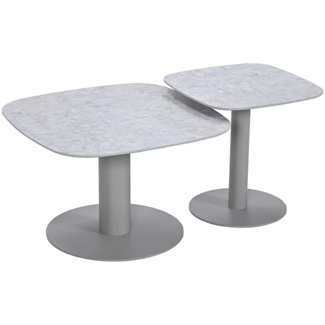 Garden Impressions Bosco set van 2 lounge tafels - taupe - light teak look - Fibrestone doha sand