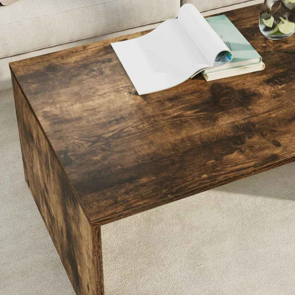 vidaXL Salontafel Gerookt eiken 95 x 50 x 34 cm Bewerkt hout, foto 4