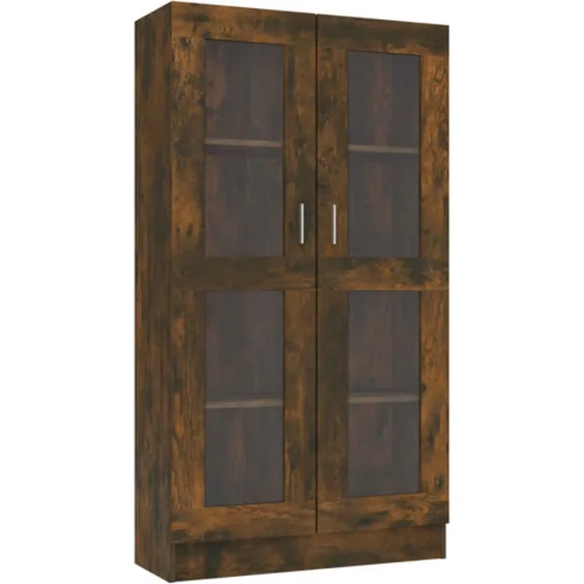 vidaXL Vitrinekast - 82,5x30,5x150 - cm - bewerkt - hout - gerookt - eikenkleurig