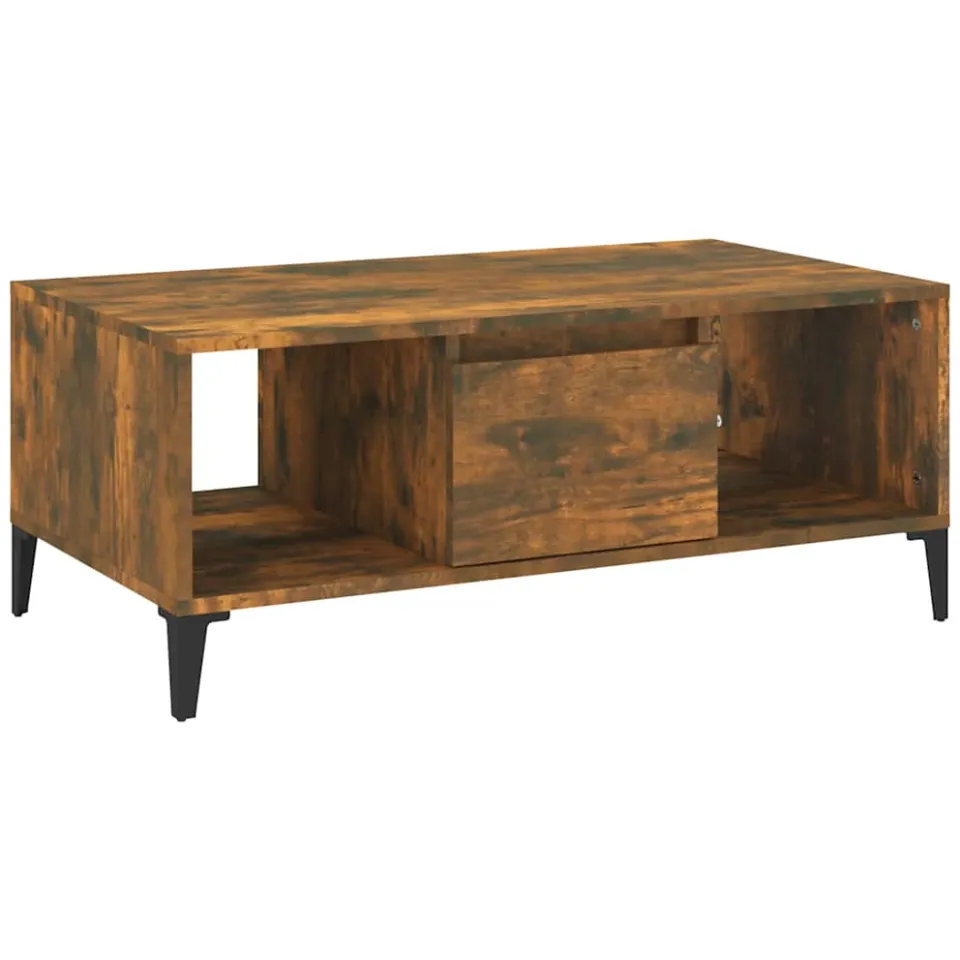 vidaXL Salontafel 90x50x36,5 cm bewerkt hout gerookt eikenkleurig Bruin