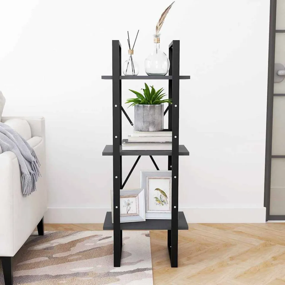 vidaXL Boekenkast met 3 schappen 40x30x105 cm massief grenenhout grijs, foto 2
