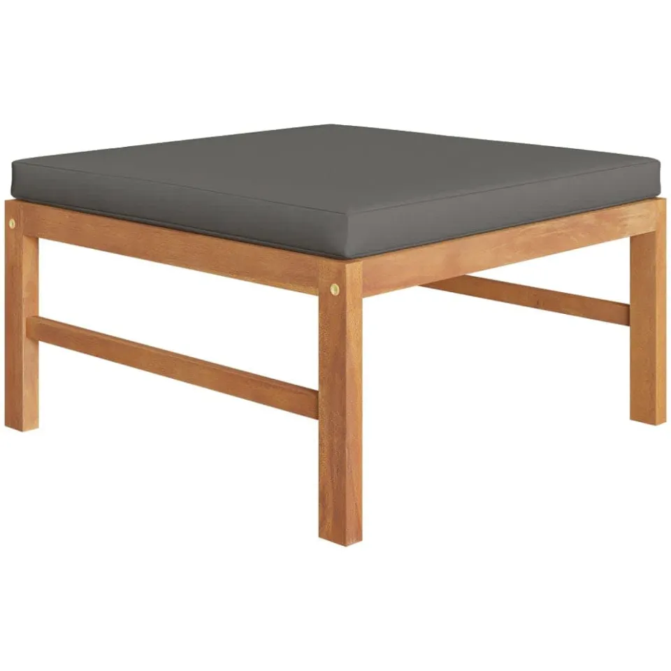 vidaXL 4-delige Loungeset met grijze kussens massief teakhout grijs, foto 4
