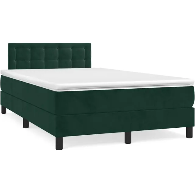 vidaXL Boxspring met matras en LED fluweel donkergroen 120x190 cm groen