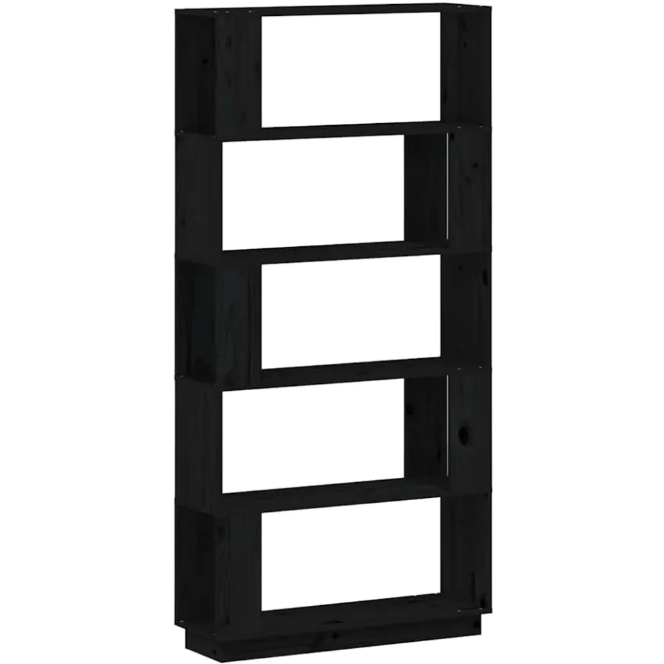 vidaXL Boekenkast/kamerscherm 80x25x163,5 cm massief grenenhout zwart