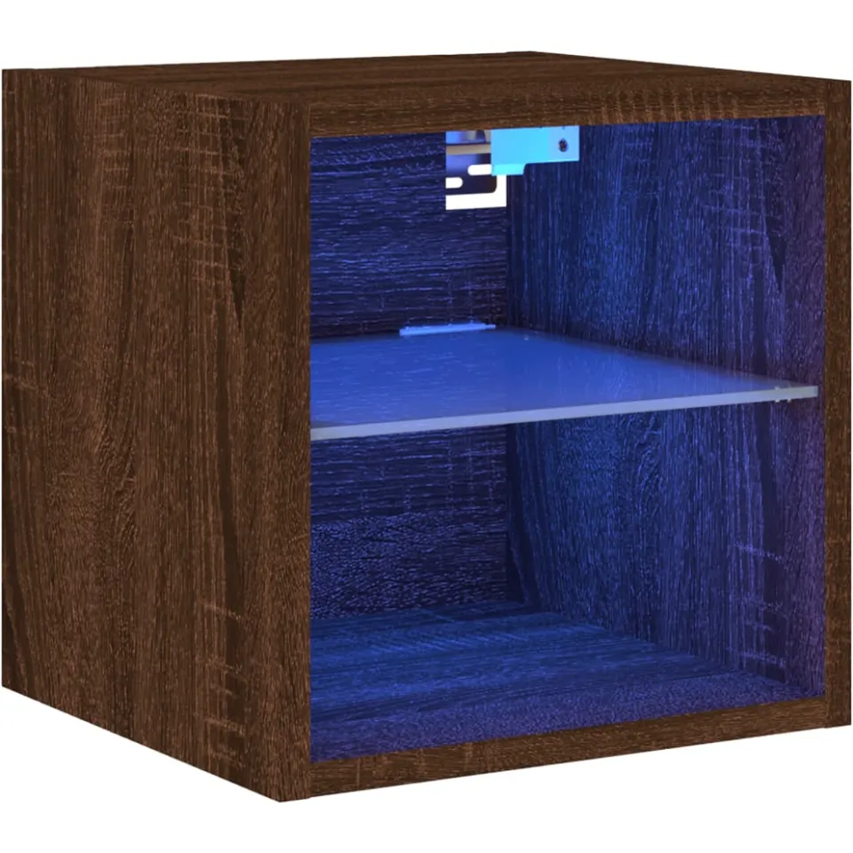 vidaXL Tv-wandmeubel met LED-verlichting 30x28,5x30 cm bruineikenkleur, foto 3