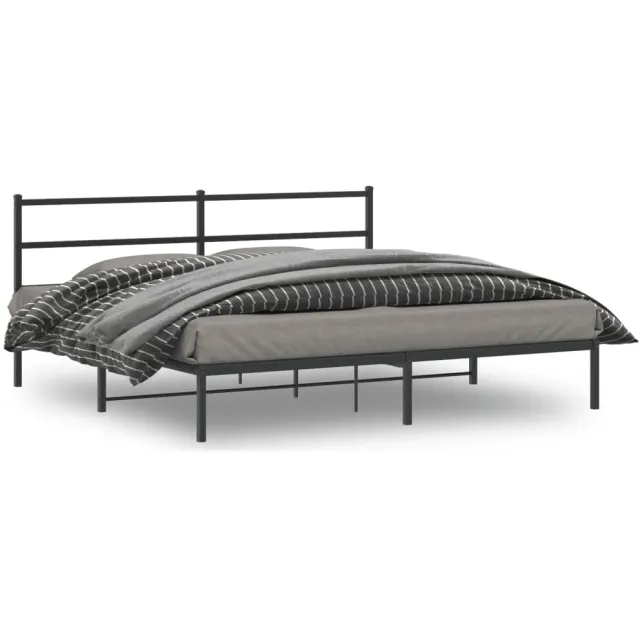 vidaXL Bedframe met hoofdbord metaal zwart 180x200 cm