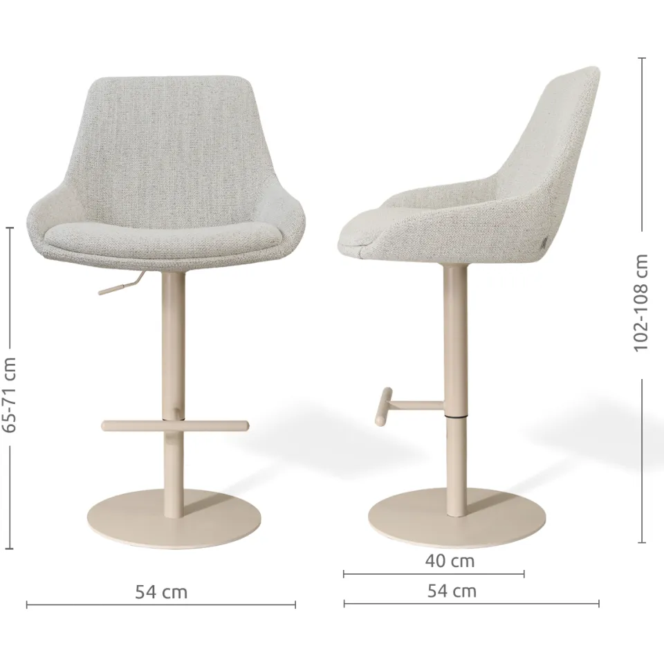 Nolon Niva-Isa draaibare tulp barkruk beige gemêleerd - verstelbaar - beige onderstel, foto 2