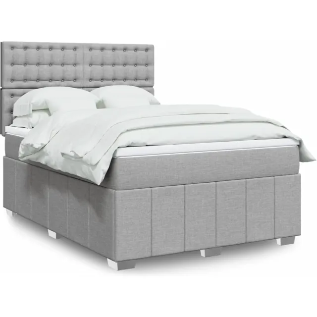 vidaXL Boxspring met matras stof lichtgrijs 140x190 cm grijs