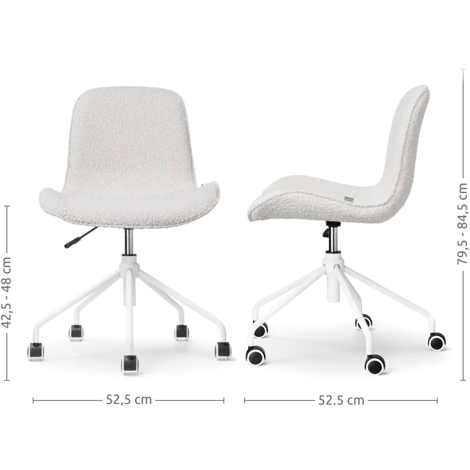 Nolon Nout-Fé bureaustoel bouclé beige - wit onderstel, foto 3