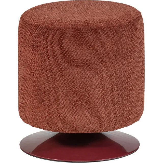 WOOOD Islen Poef Met Draaivoet - Bouclé - Bruin - 47x39x39 burgundy red