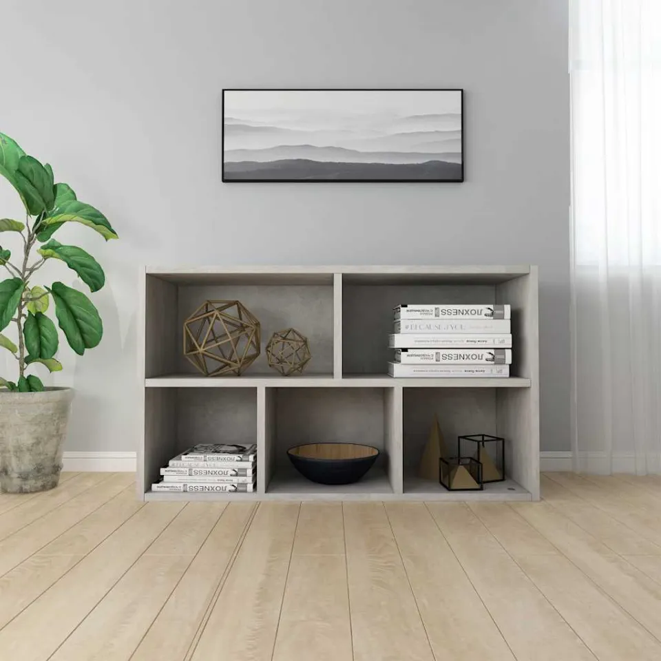 vidaXL Boekenkast/dressoir 50x25x80 cm bewerkt hout betongrijs grijs, foto 3