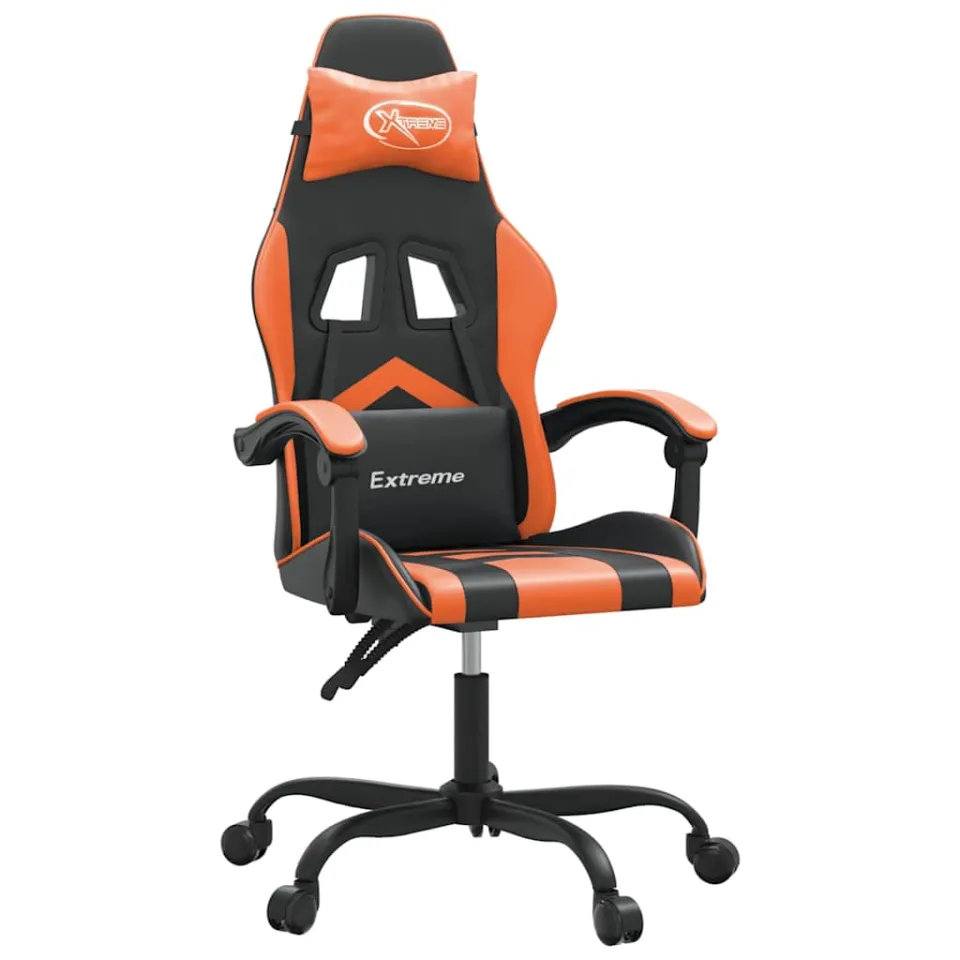 vidaXL Gamestoel draaibaar kunstleer zwart en oranje, foto 3