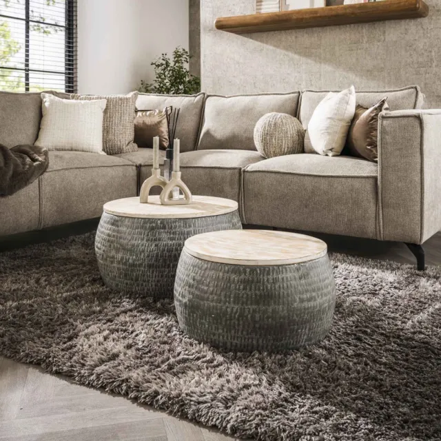 Zaloni Ronde salontafel set Sardo 50 / 60 cm breed beton