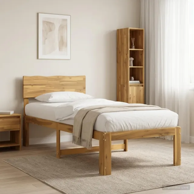 vidaXL Eenpersoonsbed met hoofdbord ROSTOCK Witgewassen 100 x 200 cm Bruin