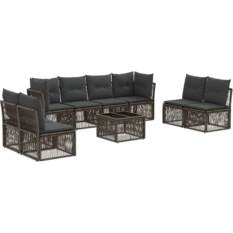 vidaXL Tuinbankenset 9 st 8-zits Grijs poly rattan, foto 3