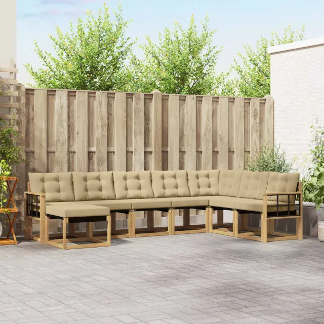 vidaXL Buiten bankenset 8 st Wit en Beige