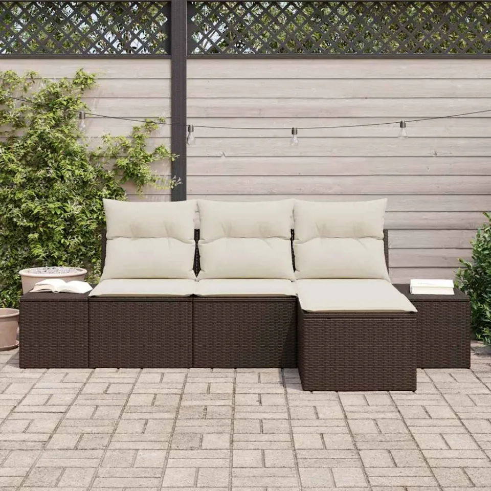 vidaXL Tuin Sofa Set 4 st Bruin poly rattan, foto 2