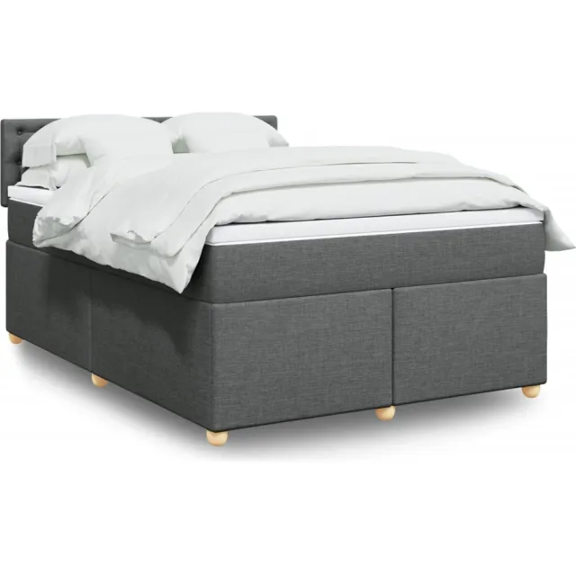 vidaXL Boxspring met matras stof donkergrijs 140x200 cm grijs