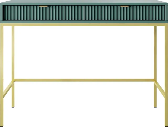 Selsey Vellore - Toilettafel 104 cm - groen met geribbelde fronten, gouden handgrepen en frame