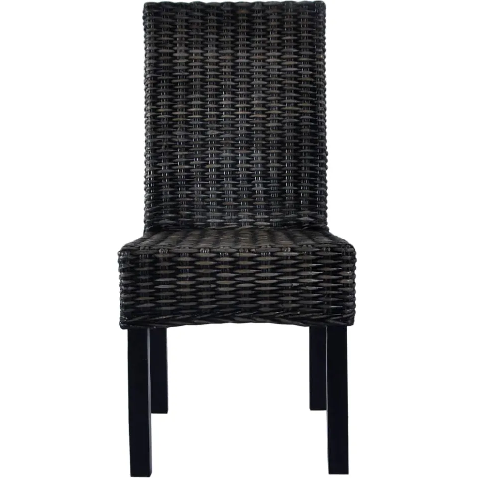 vidaXL Eetkamerstoelen 6 st kubu rattan en mangohout zwart, foto 2