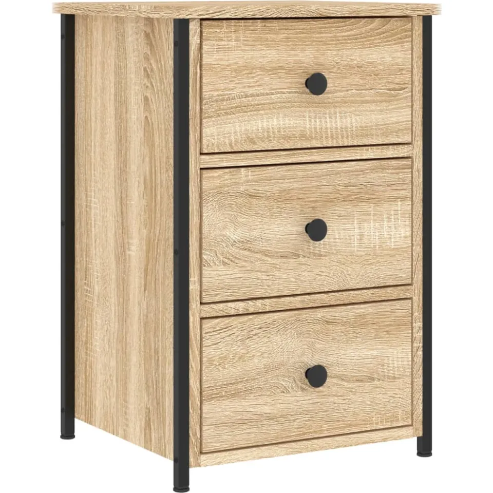 vidaXL Nachtkastjes 2 st 40x36x60 cm bewerkt hout sonoma eikenkleurig Bruin