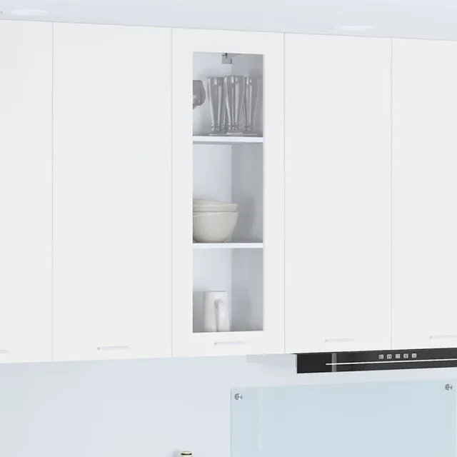 vidaXL Hangende kast met glazen deur Wit 40 x 31 x 100 cm Bewerkt hout