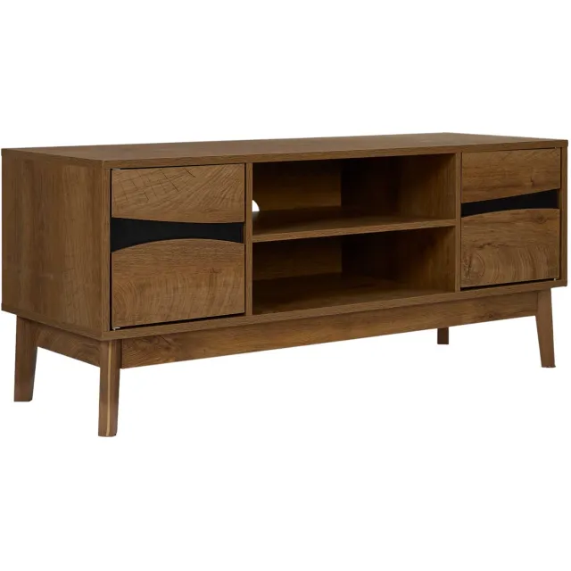 MISOU TV Meubel - Wandkast - Sidetable - 2 Deurtjes - Open en Dichte Vakken - Hout - Bruin - FOREST