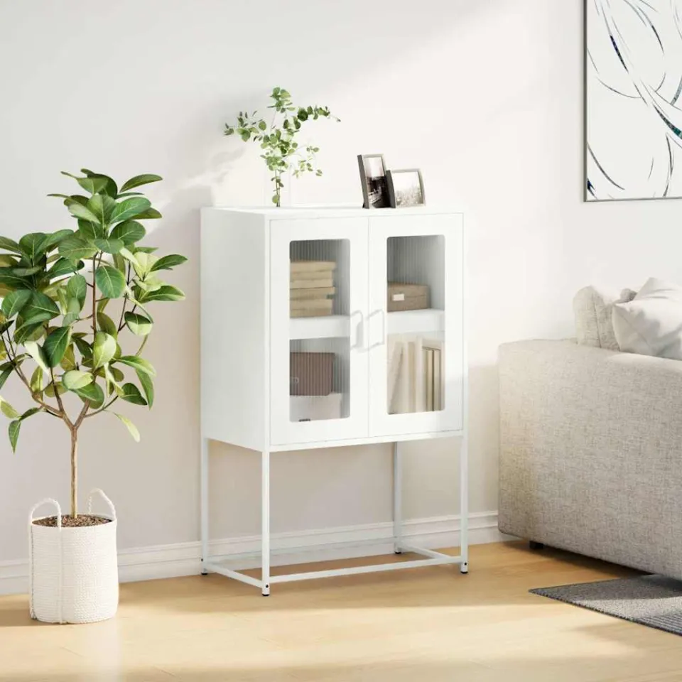 vidaXL Hoge kast 68x39x107 cm staal wit, foto 2