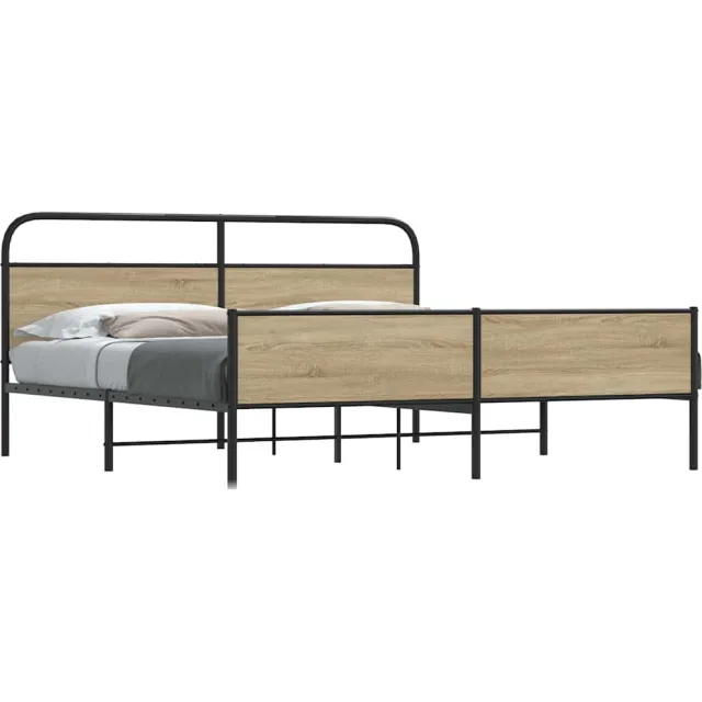 vidaXL Bedframe zonder matras metaal gerookt eikenkleurig 193x203 cm